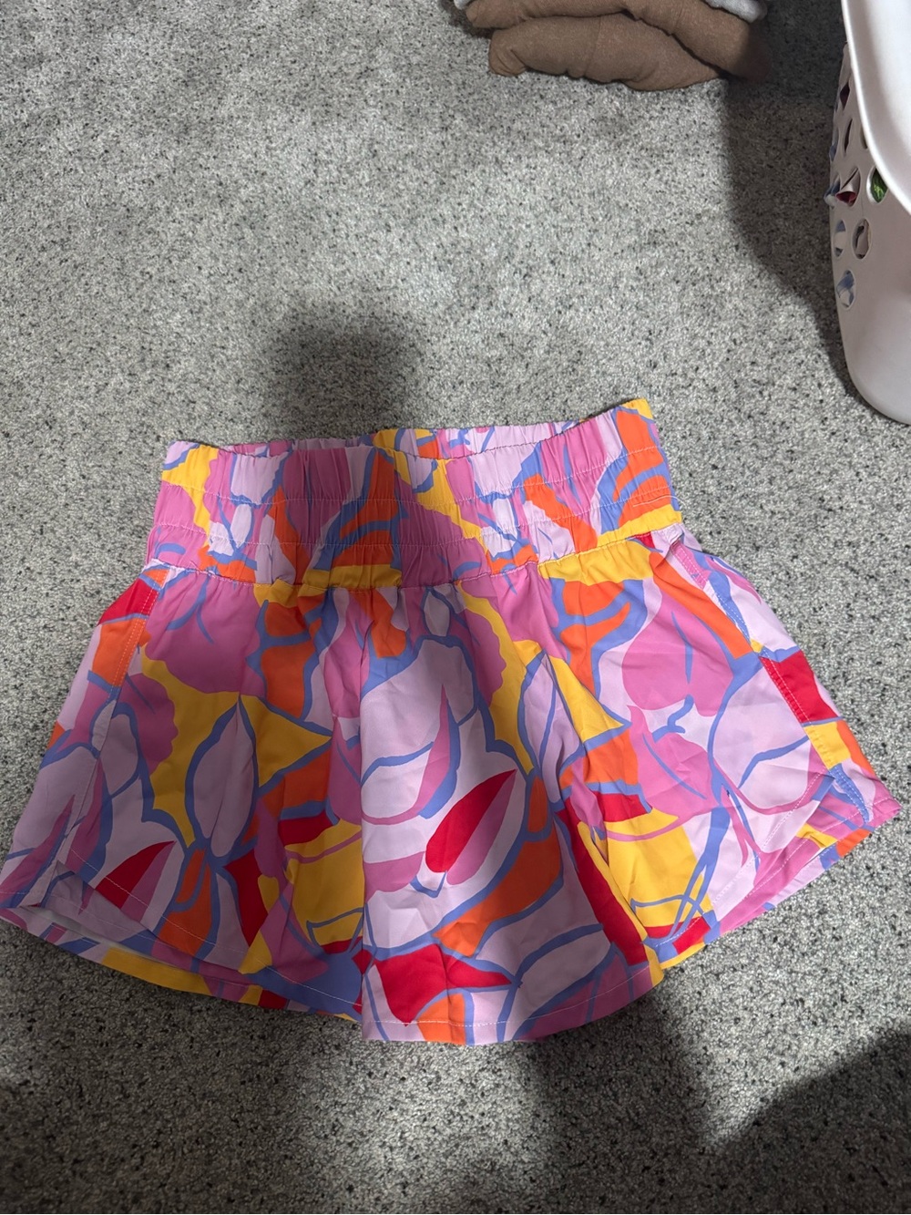 Colorful Abstract Floral Skirt - Pink, Yellow, Orange